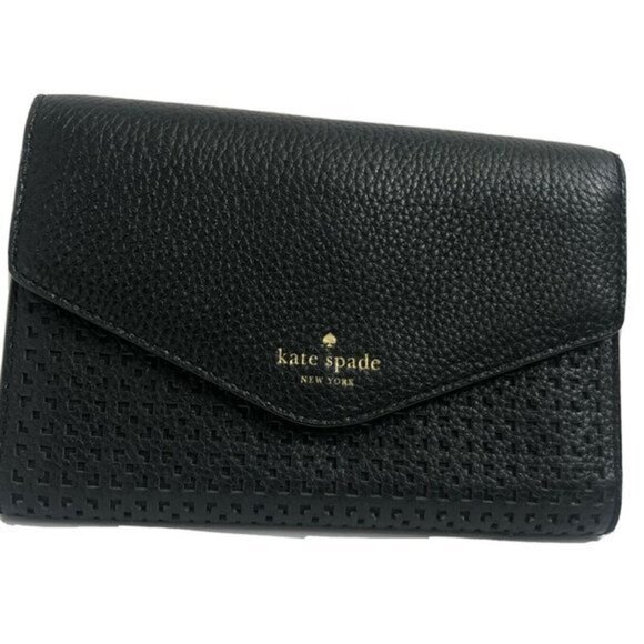 Kate Spade handbag leather Wristlet Black Leather Phone Wallet Clutch Organizer